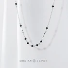 Женское Ожерелье Modian из серебра 925 пробы с подвеской в виде маленького шарика с черным кристаллом, регулируемое Ювелирное Украшение