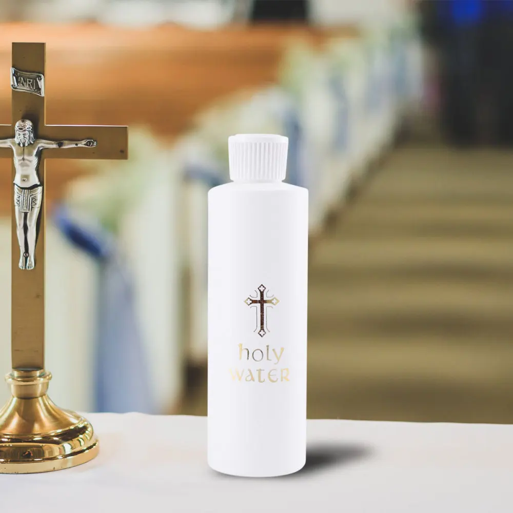 

2pcs Cylindrical Holy Water Bottle Church Holy Water Bottle Jesus Cross Pattern Exorcism Halidom for Travel
