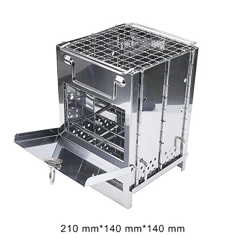 Stove Открытый Портативный гриль из нержавеющей стали сковорода Кемпинг жаровня уголь барбекю домашняя печь набор Pacnic - Цвет: Stove
