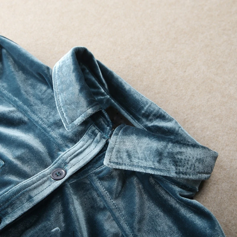 

Vintage Velvet Blouse women tops Turn-down Collar long sleeve Casual Shirt korean fashion clothing 2019 womens tops and blouses