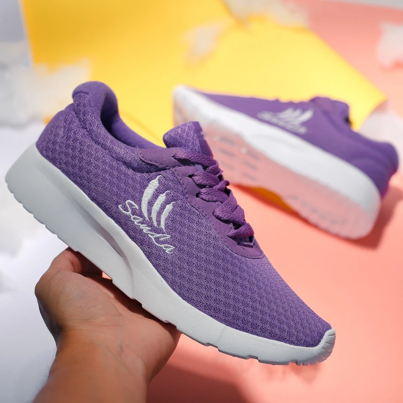 Women shoes fashion lace up walking flat white sneakers women breathable mesh vulcanize Flat outdoors | Спорт и развлечения