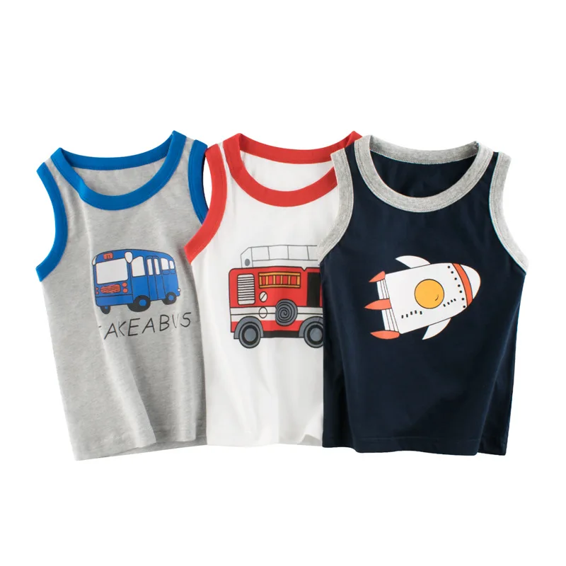 

New Summer Kids Cotton T Shirts Boys Girls Vest Baby Cartoon Sleeveless Sweater Clothes Children's Clothing Vests 2-9Y