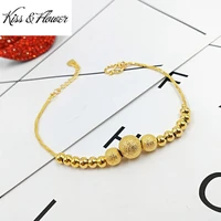 kissflower br144 2022 fine jewelry wholesale fashion woman birthday wedding gift exquisite 24kt gold matte beads chain bracelet