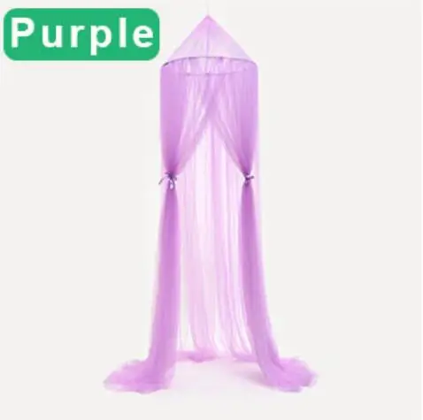 Purple Однодверная детская москитная сетка, полиэфирная сетка для девочек, украшение для комнаты, балдахин, висящая купольная кровать, сетки, принцесса, кровать, детский балдахин для детской кроватки - Цвет: Purple