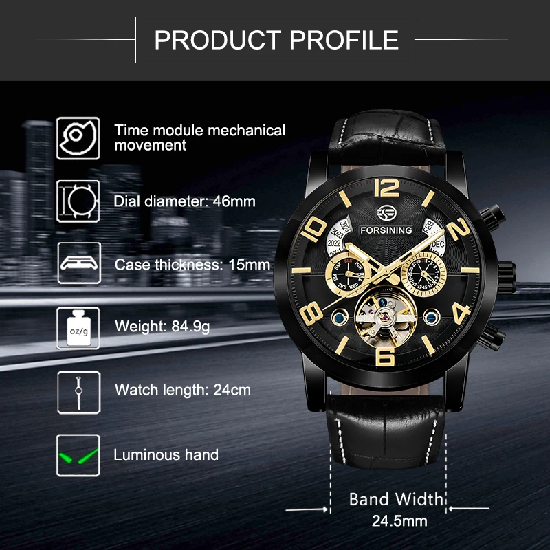 Часы наручные Forsining Мужские автоматические роскошные брендовые дизайнерские
