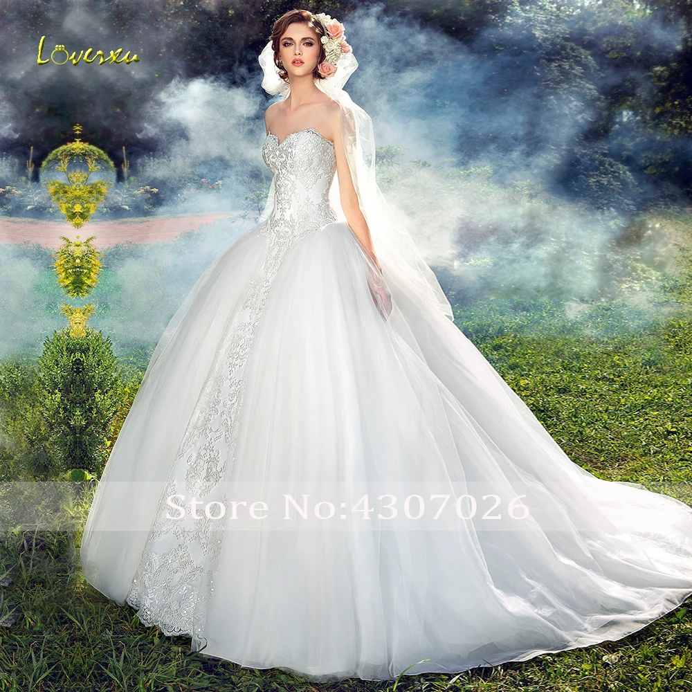 Loverxu милое бальное платье свадебные платья 2019 Шикарные аппликации без рукавов с