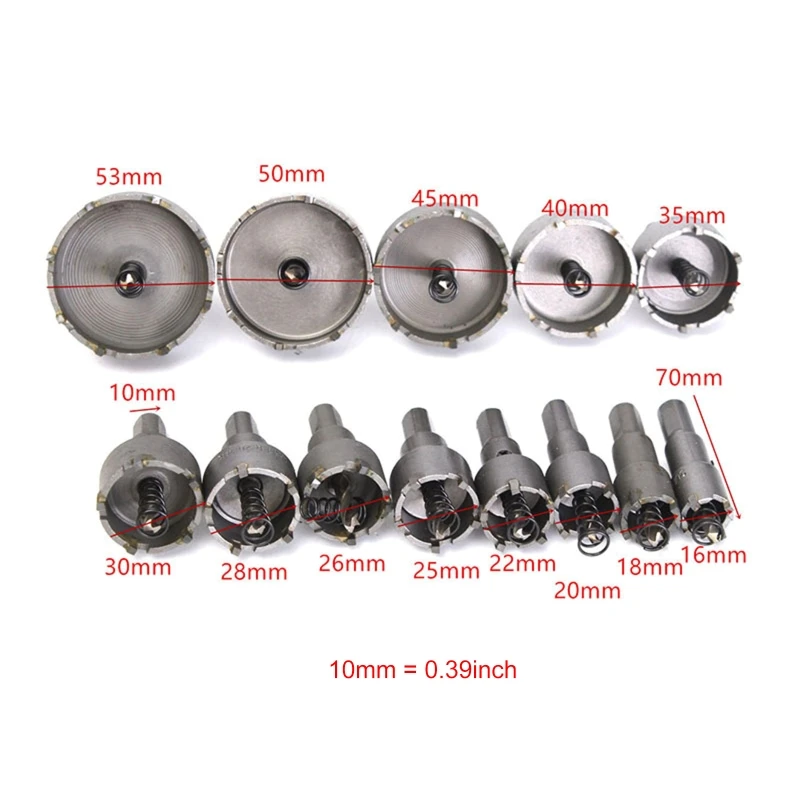 

N0HB 13 Pcs Woodworking Alloy Plate Hole Opener Drilling Holes Hinge Boring Multi Hole Size Saw Cutter Drill Bit Drilling