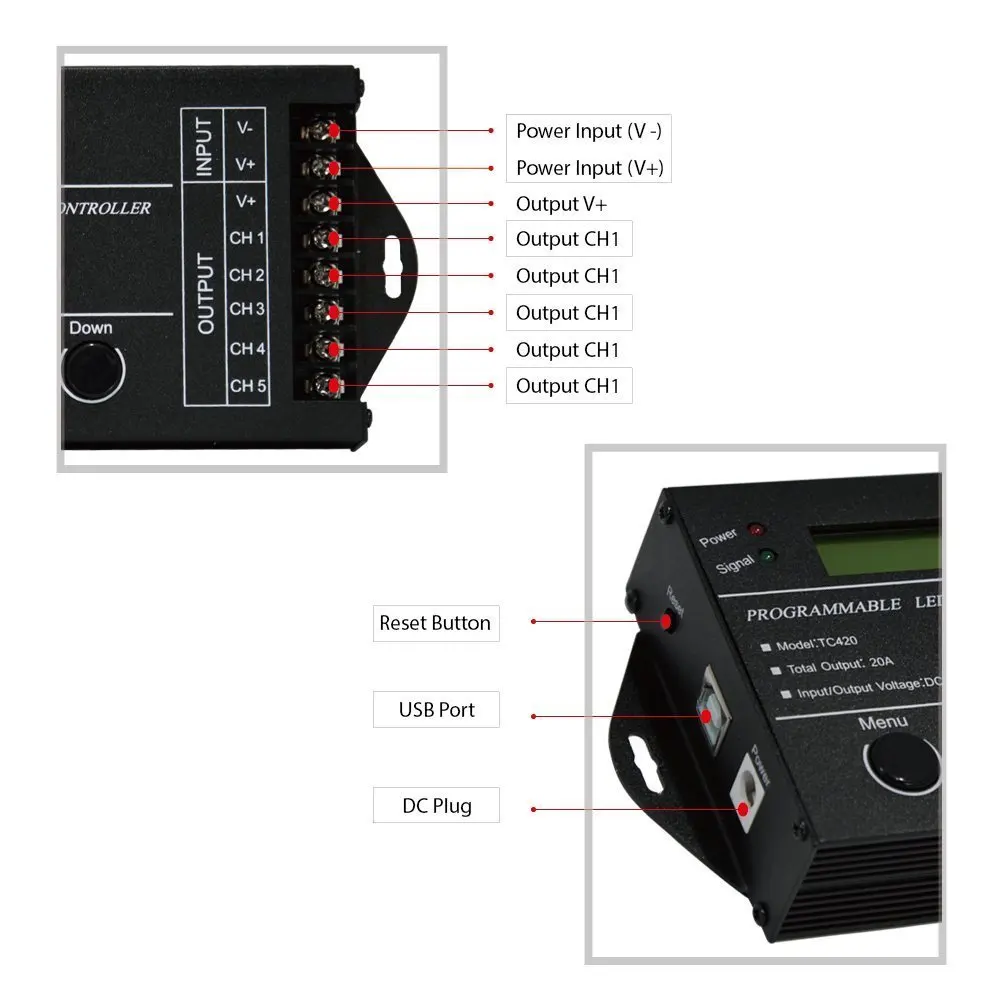 Программируемый RGB светодиодный контроллер с Wi-Fi TC421 TC420 DC12V/24 V 5 каналов общий выход 20A общий анод программируемый светодиодный