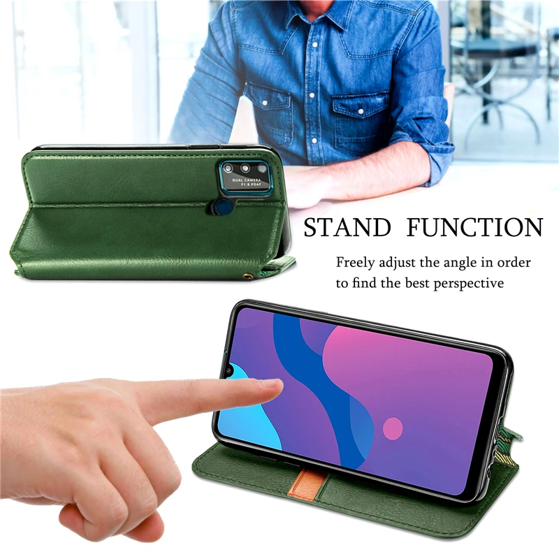 

Business Stand Gem Print Flip Wallet Case For Huawei Y5P Y6P Y7P Y8P Y8S P40 Lite/Pro Psmart 2020 Honor 30 Pro Plus 30S 9A 9S