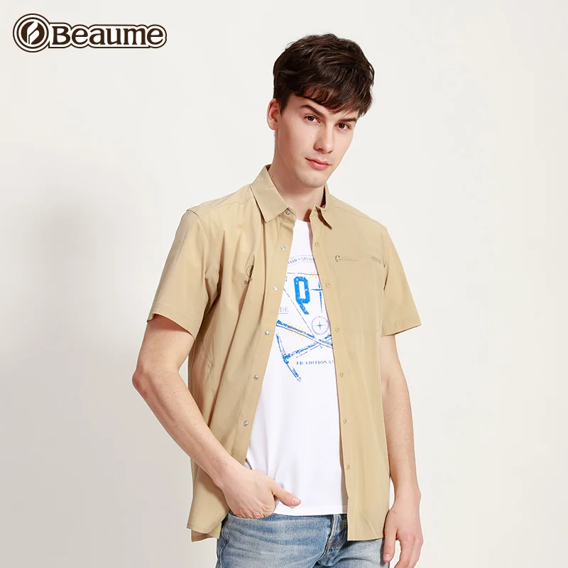 

Бренд Beaume, мужские классические походные рубашки с коротким рукавом, летние дышащие быстросохнущие рубашки FJA62097