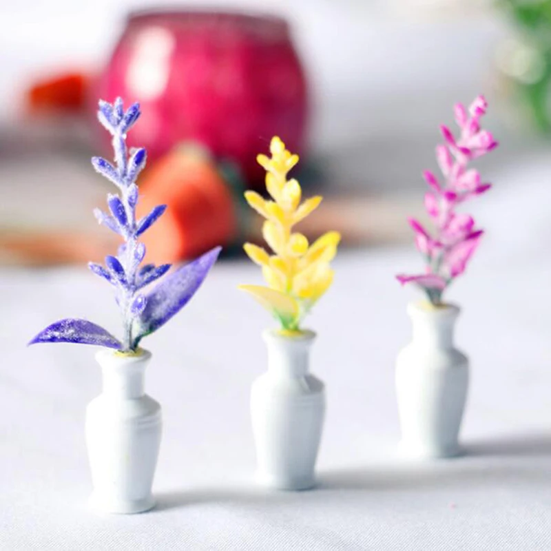 

Mini Kawaii Flowers Potted Plant Doll House Accessories DollHouse Furniture Toys Garden Ornaments