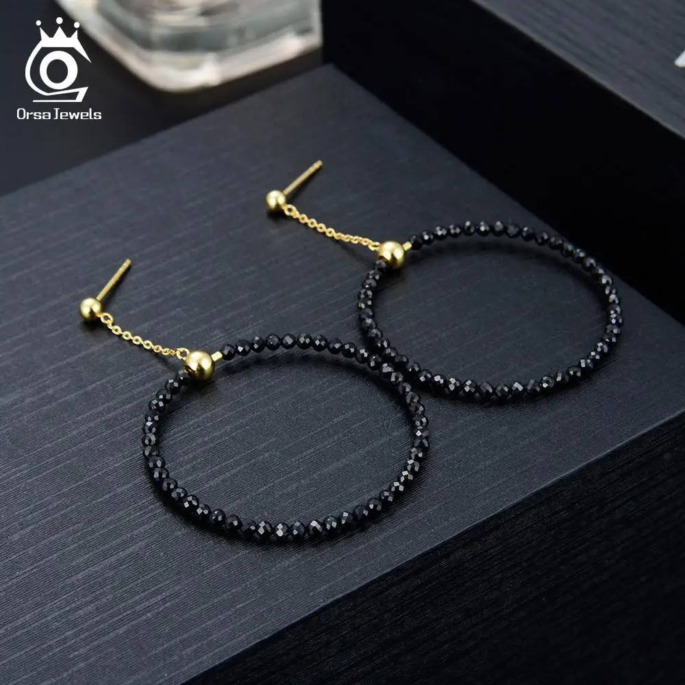 ORSA JEWELS Delicated 925 Красный Гранат женские серьги-подвески серебряные большие круглые стильные модные серьги в форме капель ювелирные изделия SE154-B