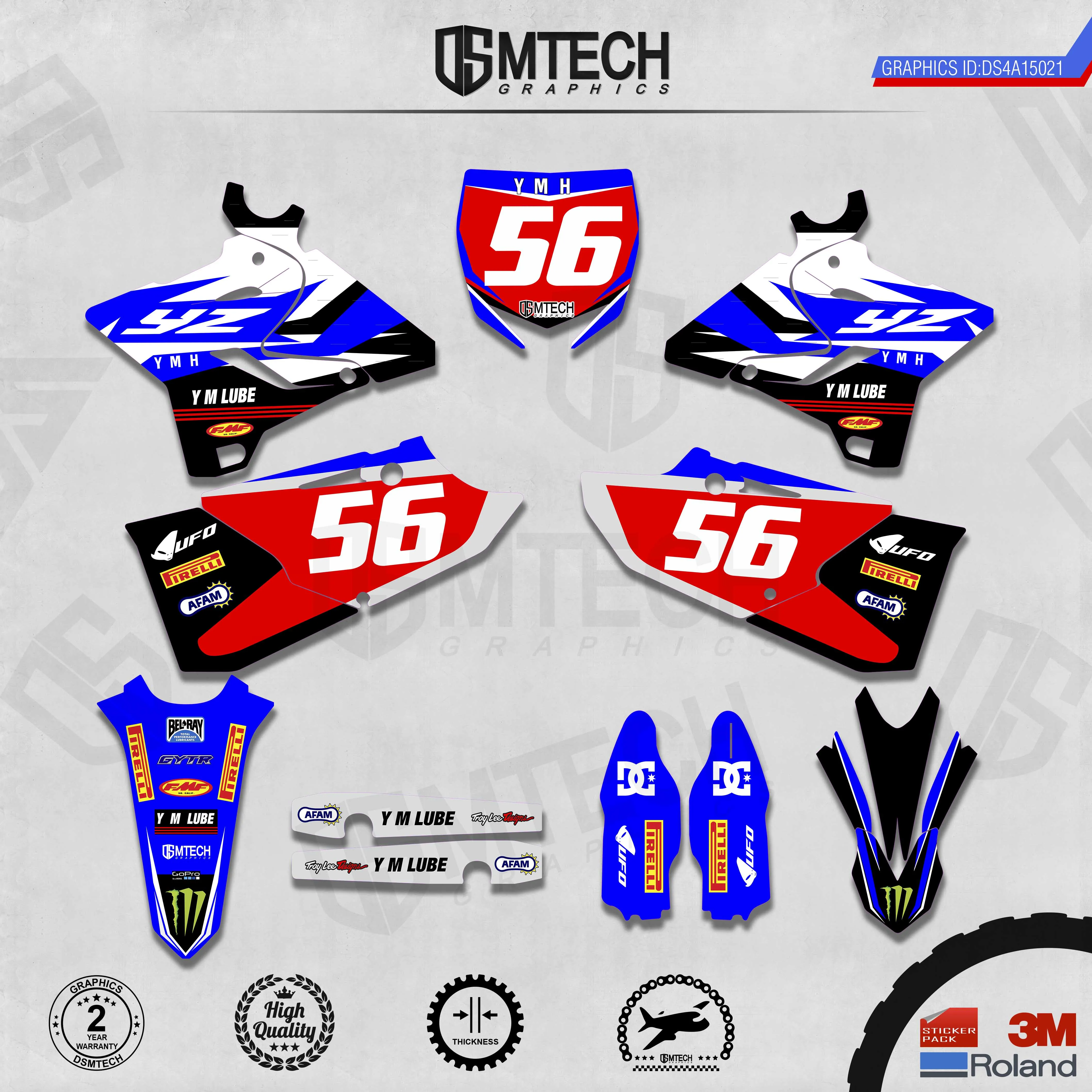 DSMTECH Customized Team Graphics Backgrounds Decals 3M Custom Stickers For   YZ125-250 Two Stroke 2015-2019  021