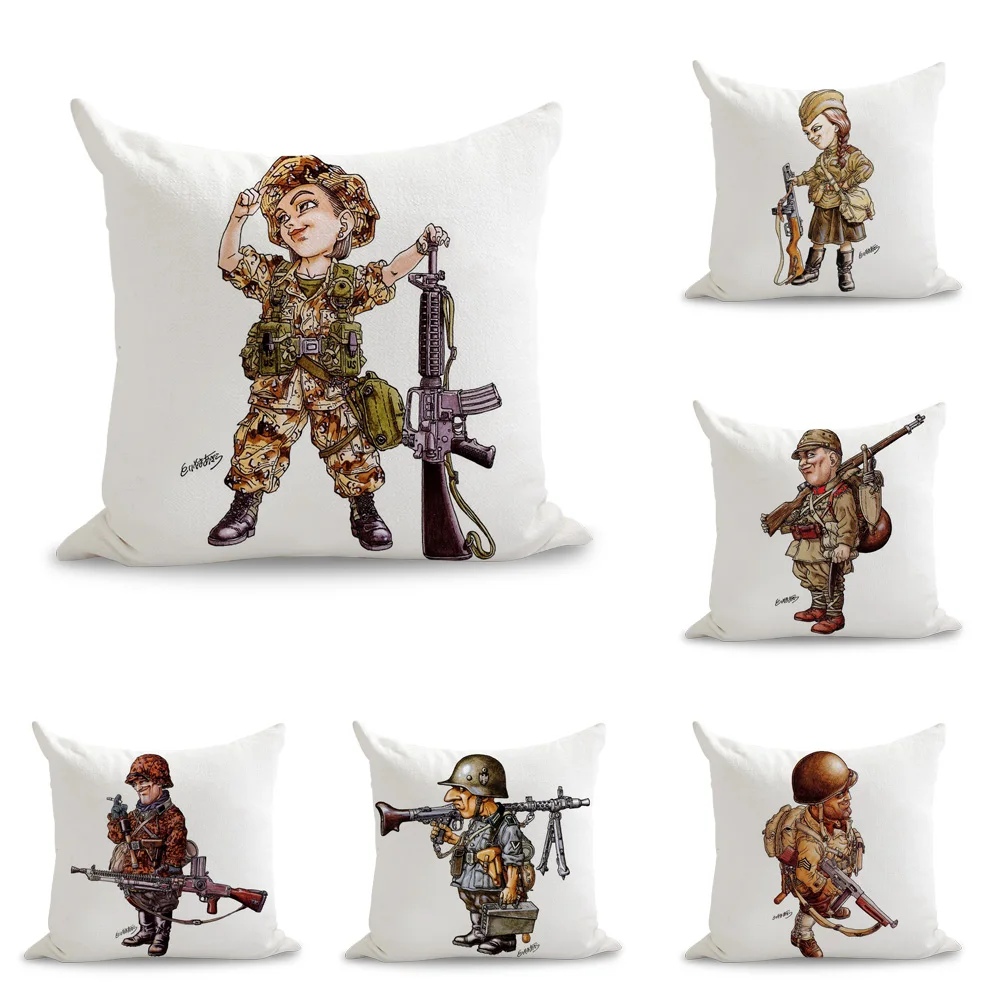 Акира Торияма WW2 солдат подушка в стиле комиксов евро крышки декоративные
