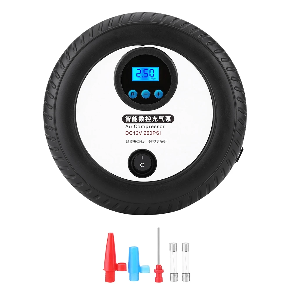 Цифровой портативный автомобильный насос для шин 12 В воздушный компрессор 260PSI