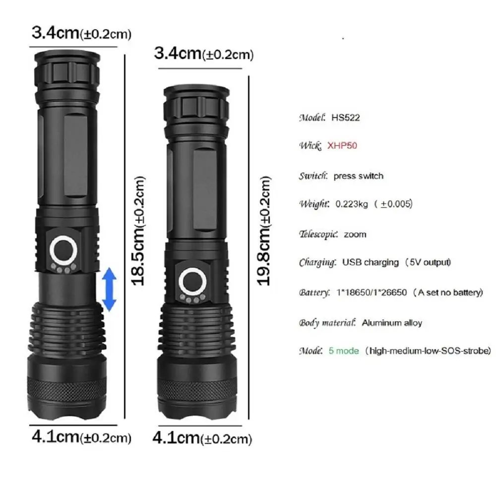 Супер люменов XLamp xhp70.2 мощный светодиодный фонарик с увеличением светодиодный фонарь xhp70 xhp50 18650 26650 usb перезаряжаемый аккумулятор водонепроницаемый