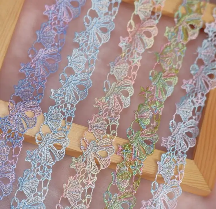 

1Meter colorful shell embroidered lace Trim DIY sewing Lace fabric turban skirt curtain sofa guipure trims DIY craft decorations