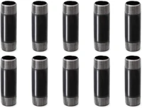 combuyfit 10pcs 4in 10cm black pipe cast steel pipe decor pipe fitting with thread hole for vintage retro steampunk industrials