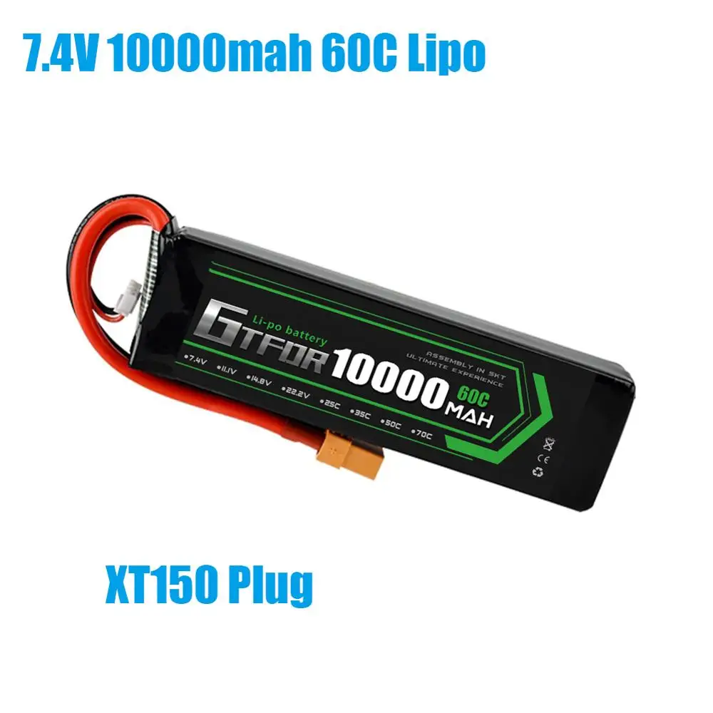 GTFDR батарея lipo 2S 7,4 V 10000mah 60C 120C HV 3S 11,4 V 5200mah 20C 40C для радиоуправляемого автомобиля дрона FPV Walkera QR X350 PRO квадрокоптера - Цвет: 1PCS10000mahXT150
