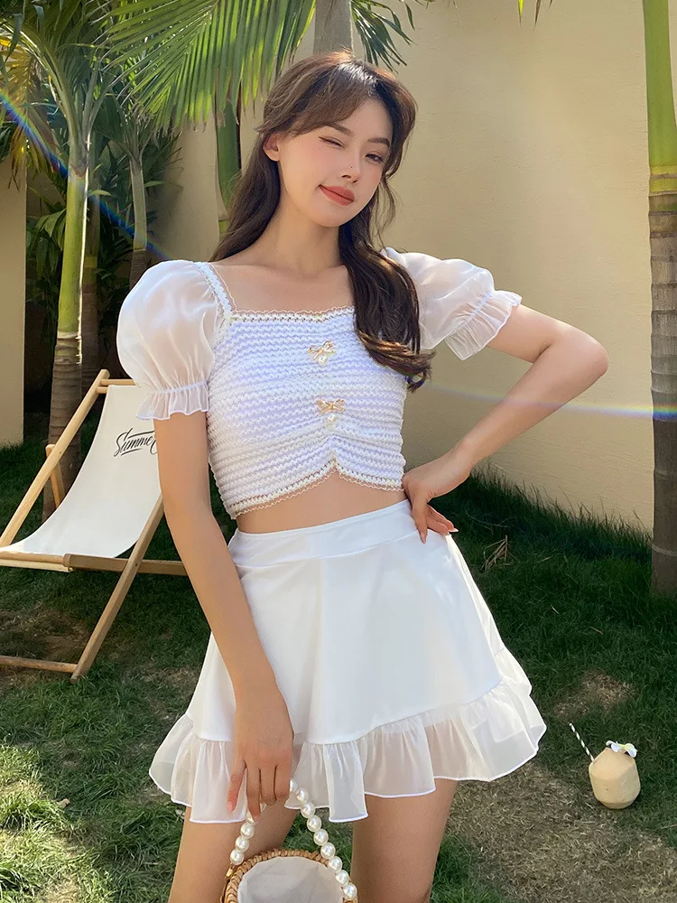 

Swimwear Women Plus Size Bikini Bathing Suit Girls Swimsuit Cute Swim Tankini Push Up Mayo 2021 New Korean Short Long Sleeve