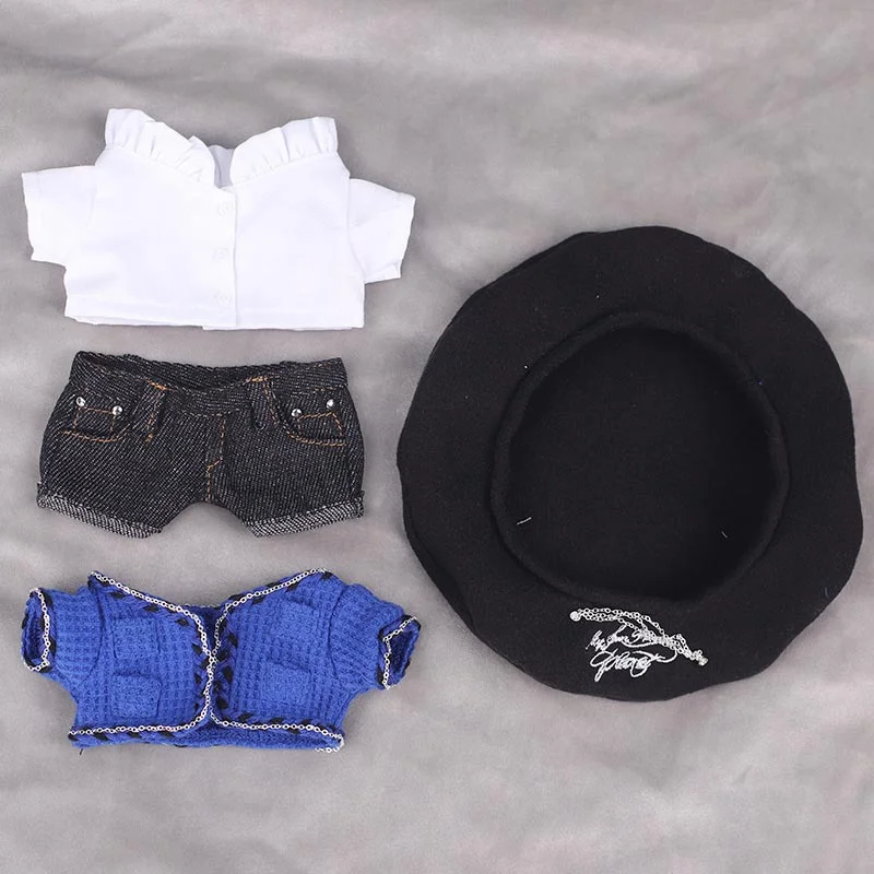 

Синий кардиган Little Prince, 20 см, хлопковая одежда для кукол, костюм из четырех предметов, 20 см, комплект одежды для кукол со звездами