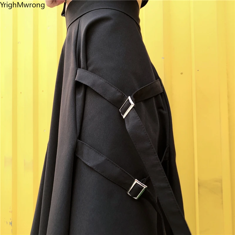 Женская длинная юбка миди в стиле Харадзюку черная серая Свободная с