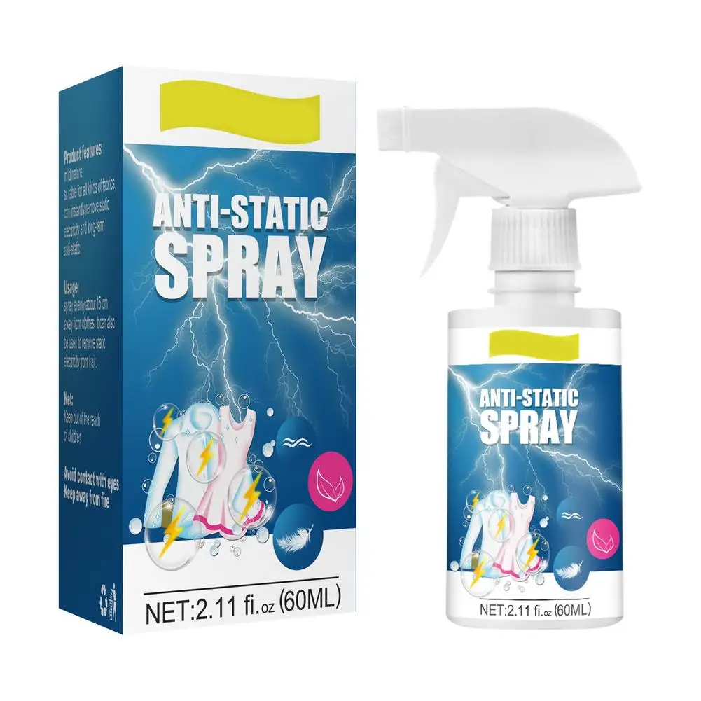 

60ML Fabric Softener Spray Anti-Static Spray For Clothes Clothing Odor Eliminator Spray Home Office Anti Frizz Hair Spray 1 Piec