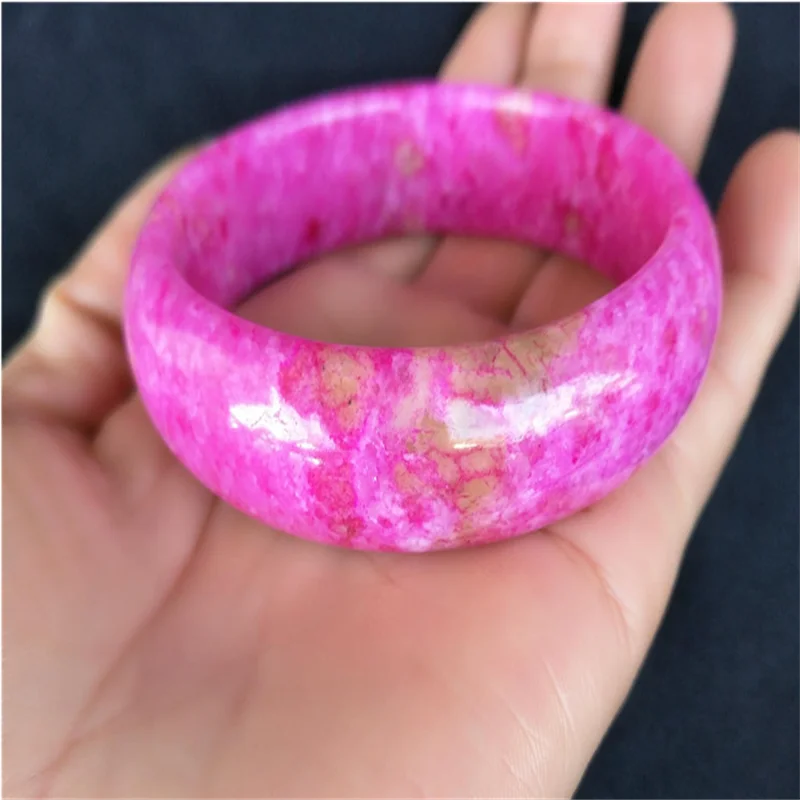 

Hot selling natural hand-carved Qinghai pink peach blossom jade Bangle58-62mm fashion Accessories Men Women Luck Gifts