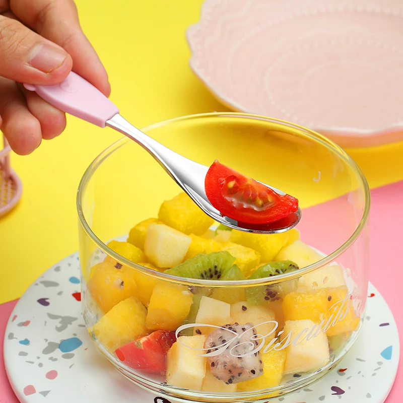 Портативный Силиконовые Столовые приборы Путешествия 304 Нержавеющая сталь дети