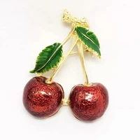 fashion cherry brooch women suit men badge creative scarves plant fruit enamel pins girls jewelry bag clothing accessories gifts