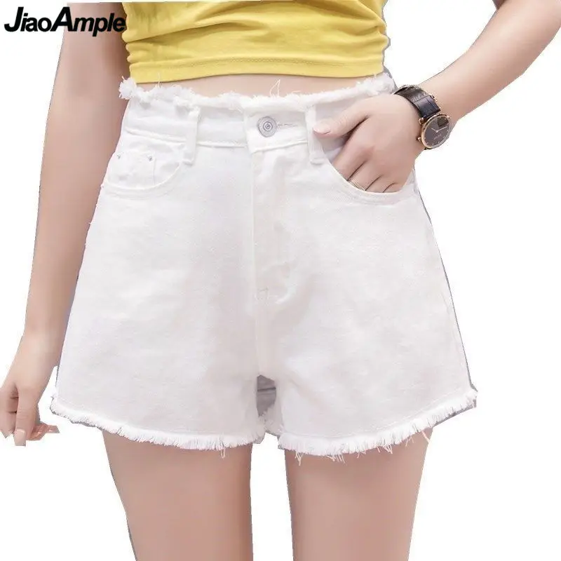 

Summer High Waist Jeans Shorts for Women 2020 New Fashion Loose Leisure Solid Joker Pants Girls Student Cozy White Street Wear