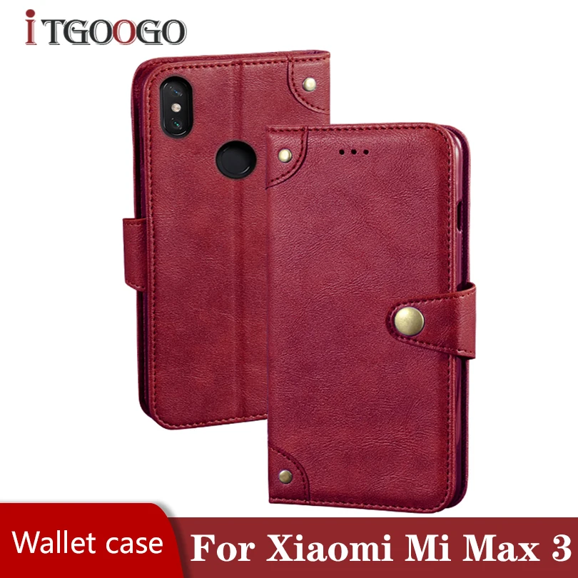 Чехол-Кошелек на Xiaomi Mi Max 3 кожаный чехол-книжка для телефона ударопрочный