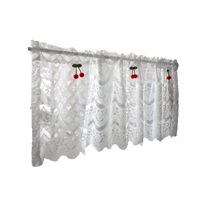 

Korean Lace Short Curtains for Doors Cabinet White Kitchen Curtain Pastoral Coffee Half Curtain Window Valance Home Decor
