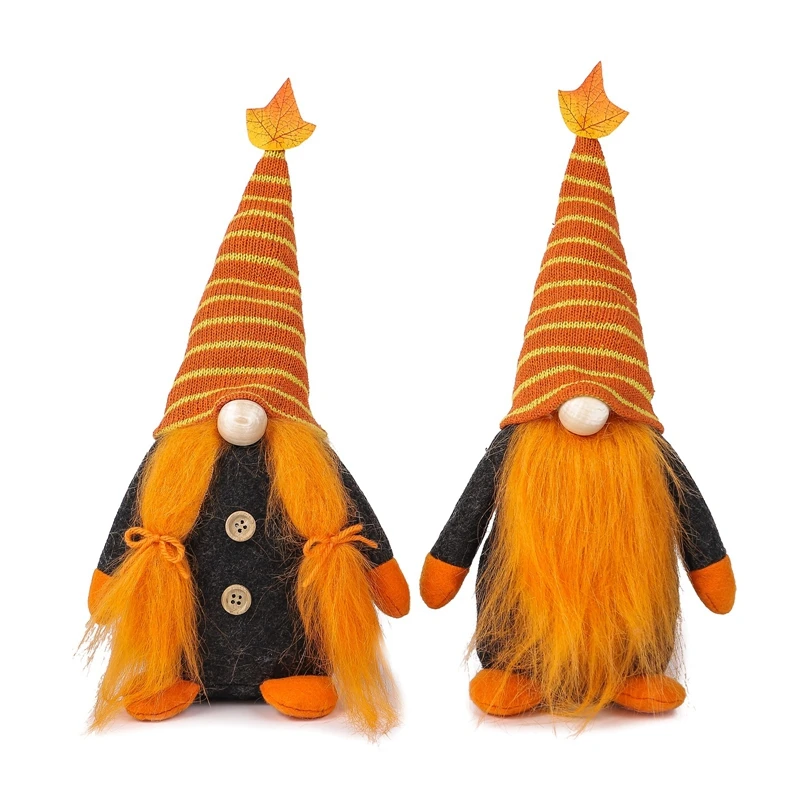 

Harvest Festival Autumn Pumpkin Maple Leaf Faceless Dwarf Doll Decoration Shopping Mall Bar Home Thanksgiving Decoration