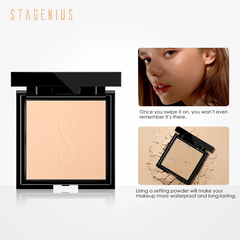 Пудра для лица STAGENIUS контроль жирности супер освещение долговечная 8 цветов