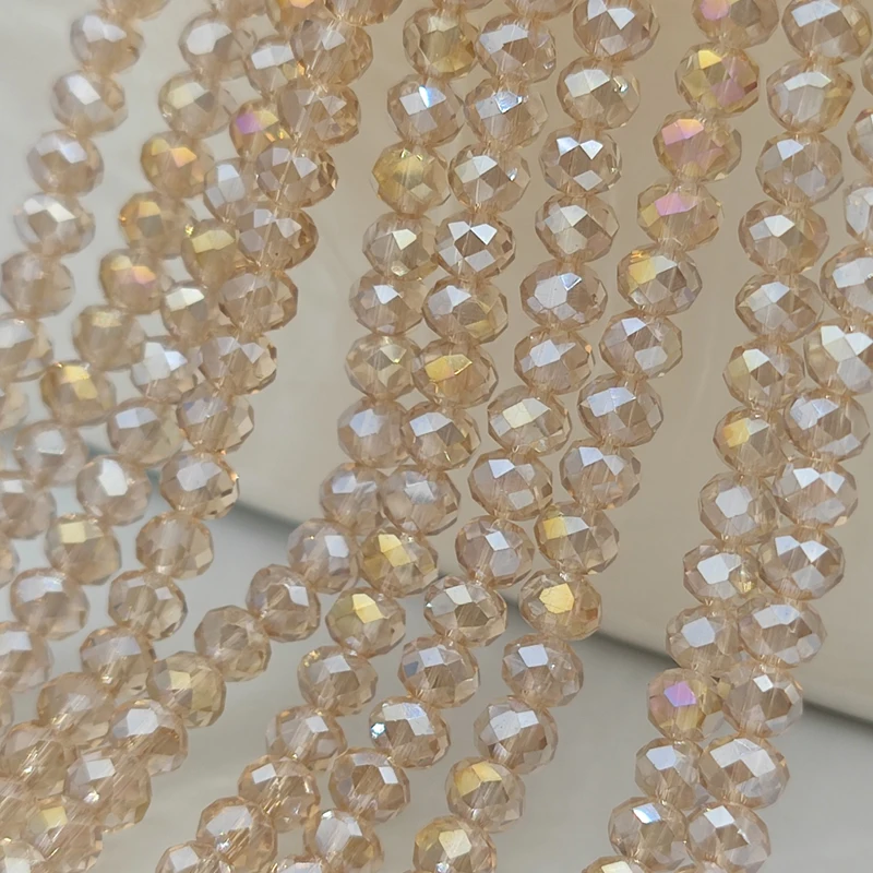

2 3 4 6 8mm Czech Faceted Glass Beads Flat Round Champagne Crystal Spacer Loose Beads for Jewelry Making DIY Bracelet Necklace