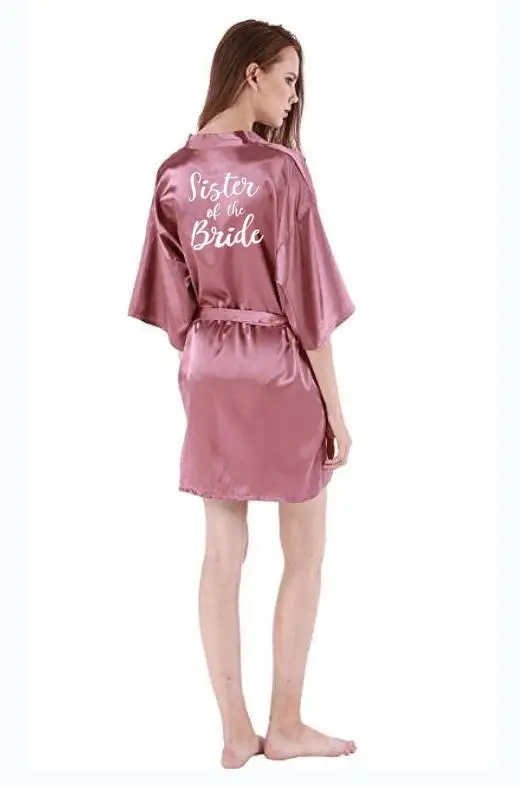 Пыльный розовый свадебный халат атласное шелковое кимоно женский для душа