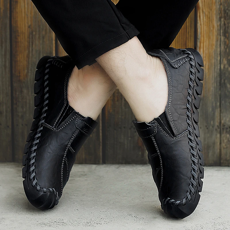 Genuine Leather Men Casual Shoes Luxury Brand 2020 Mens Loafers Moccasins Breathable Slip on Male Sneakers Plus Size 38-47 | Обувь