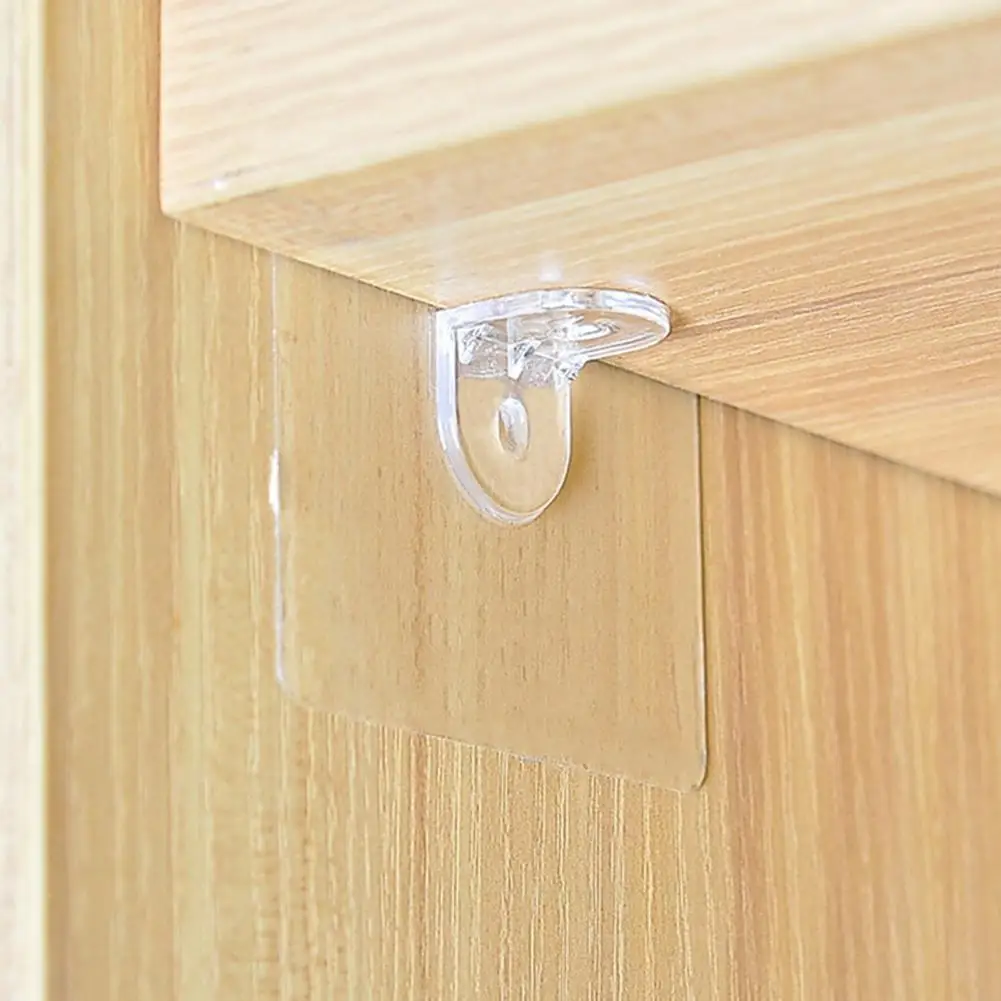 

10Pcs Fixed Paste Hook Non-Perforated Good Load-Bearing Plastic Clear Shelf Support Partition Tray Cabinets Shelves Hooks
