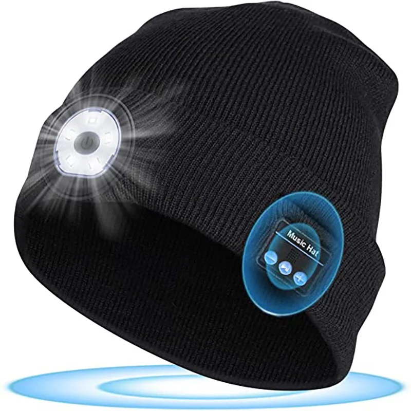 

Light Headset Soft 5.0 Smart Bluetooth Led Headphones Stereo Cap Unisex Beanie Winter Зимняя Шапка Унисекс