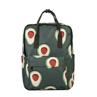female fashion cartoon fruit avocado print women canvas travel backpacks teen girls large capacity nylon school shoulder bags