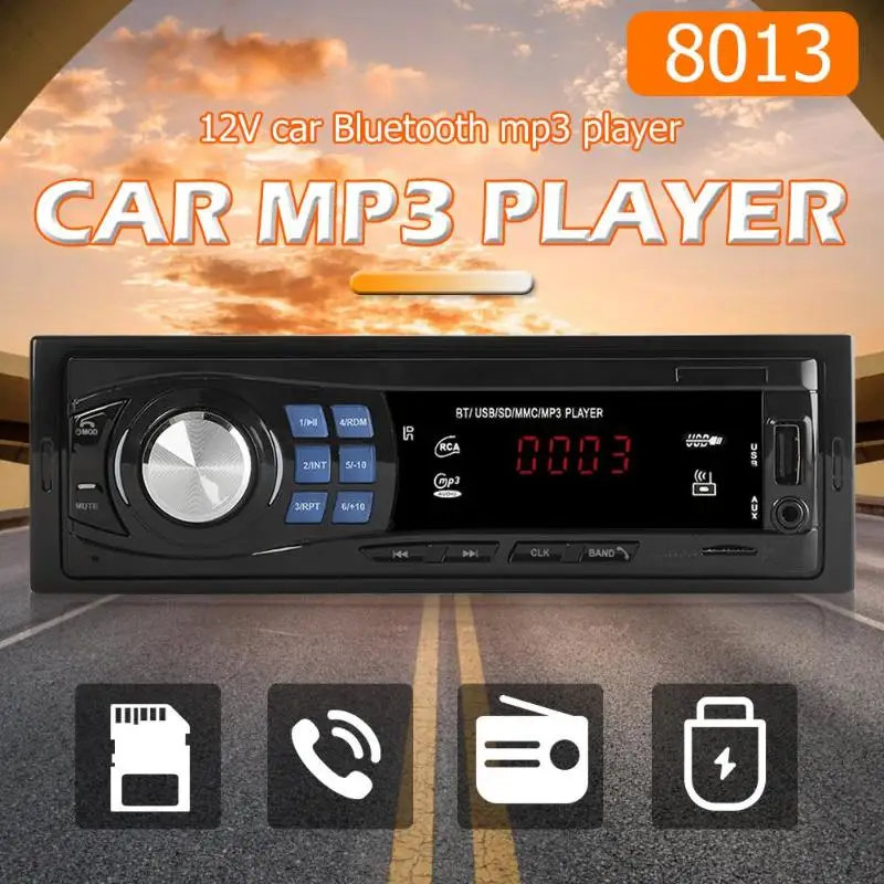 Автомагнитола 1 DIN Авторадио стерео аудио mp3 плеер Bluetooth USB AUX FM 12 В