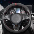 Ручной работы черная замша натуральная кожаная противоскользящая гнущаяся обувь удобные чехол рулевого колеса автомобиля для Mercedes-Benz A-Class 2013-2015