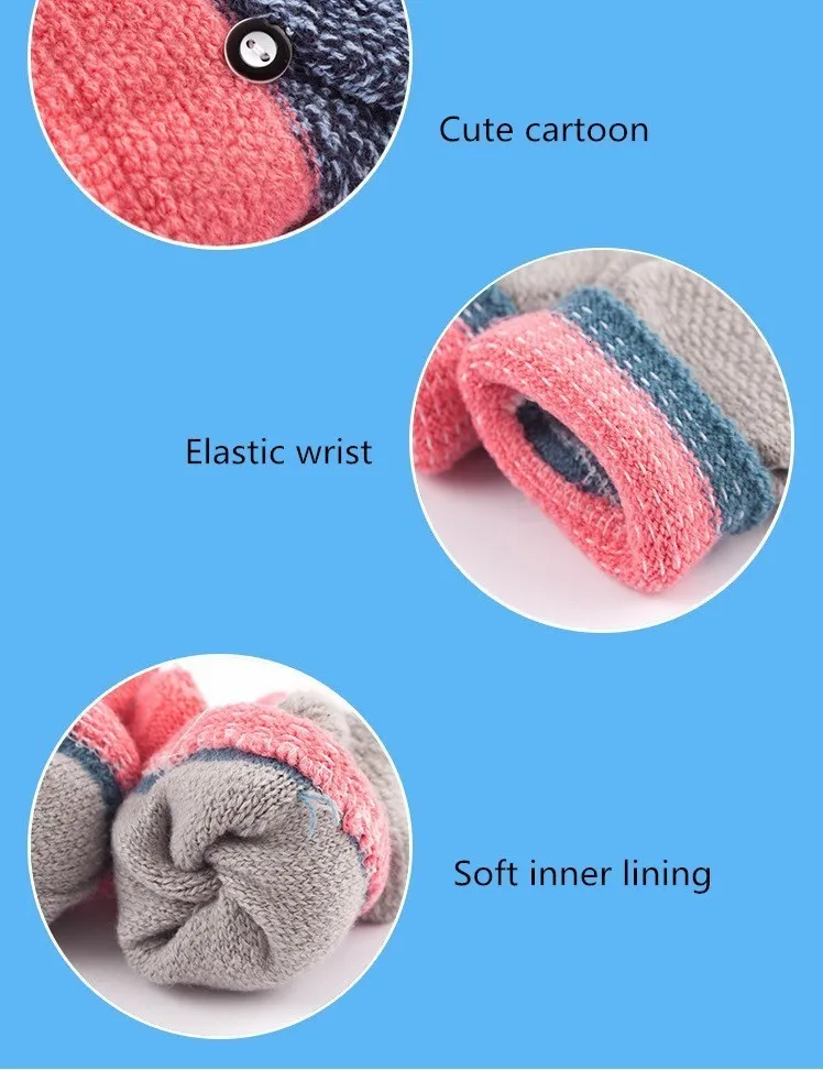 

Thickening Patchwork Flip Fingerless Exposed Finger Gloves Unisex Cotton Knitted Gloves Male Half Finger Winter Warm Mittens
