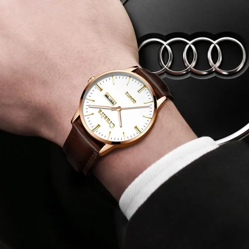 

Top Ultra-Thin Watch Men Watches Business Men Watches Quartz Stainless Steel Band Simple Date/Week Wrist Watch for Male Clock