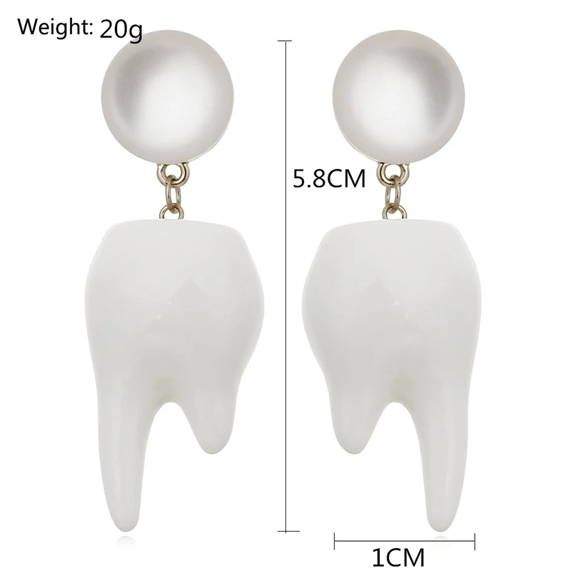 YAOLOGE Unique Delicate Funny Cute Design White Teeth Resin Charm Dangle Earrings For Women Girl Party Nightclub Jewelry 2019 | Украшения и
