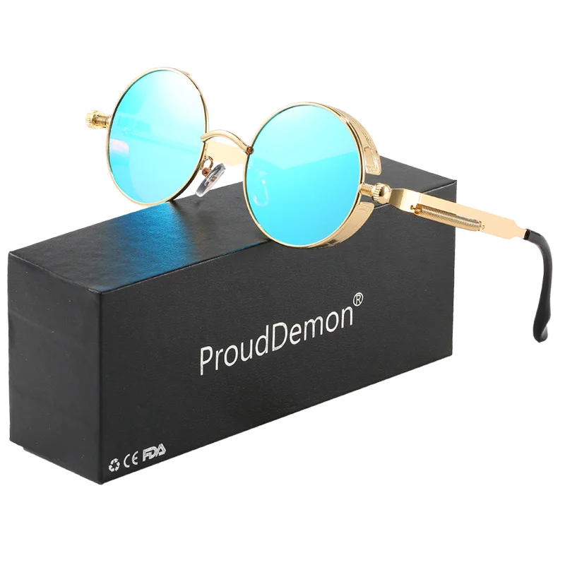 Мужские и женские зеркальные солнцезащитные очки в стиле стимпанк винтажные