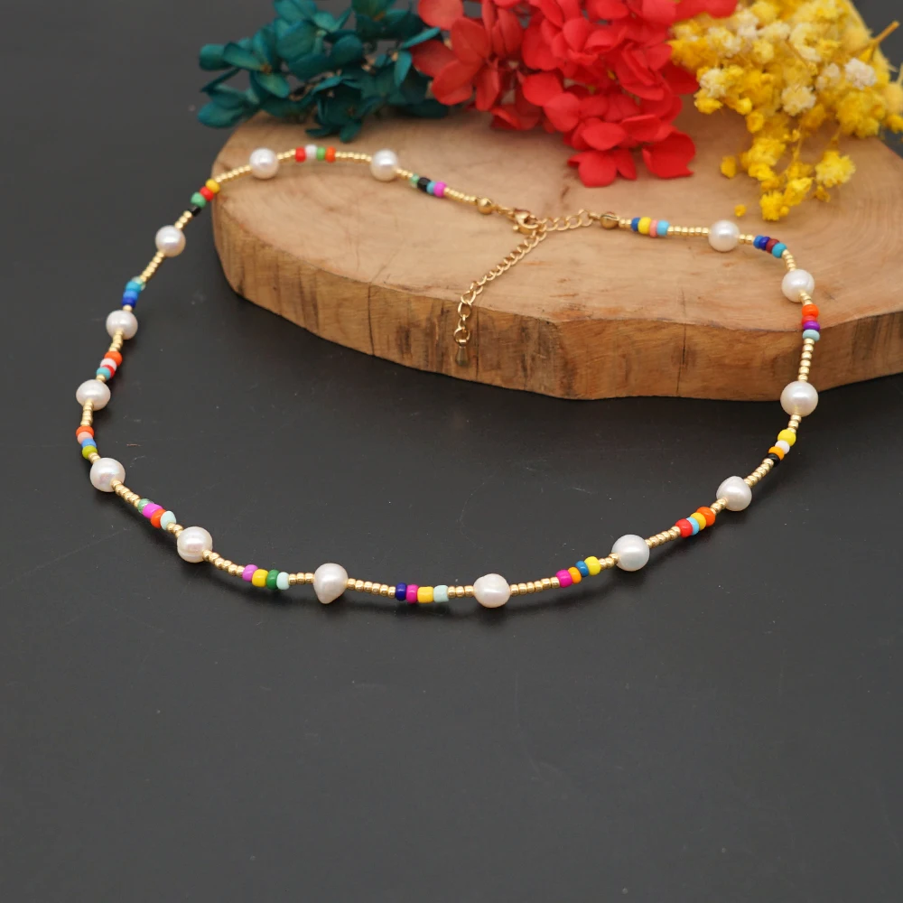 Ожерелье Go2Boho из натурального жемчуга ожерелье-чокер бисера для женщин летнее