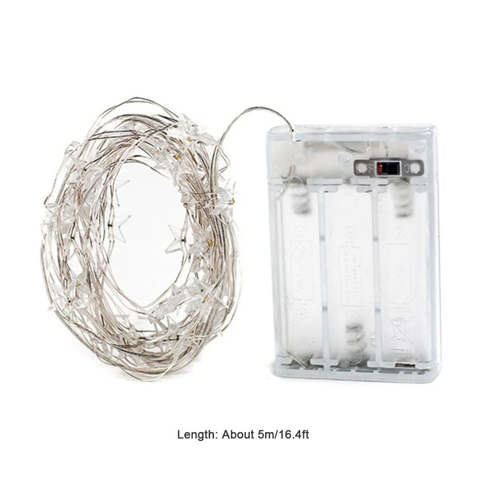 

Battery Operated Romantic Party Decor Lamp Tape 5m 50LED Star Fairy Light String Wedding Home Indoor Decoration
