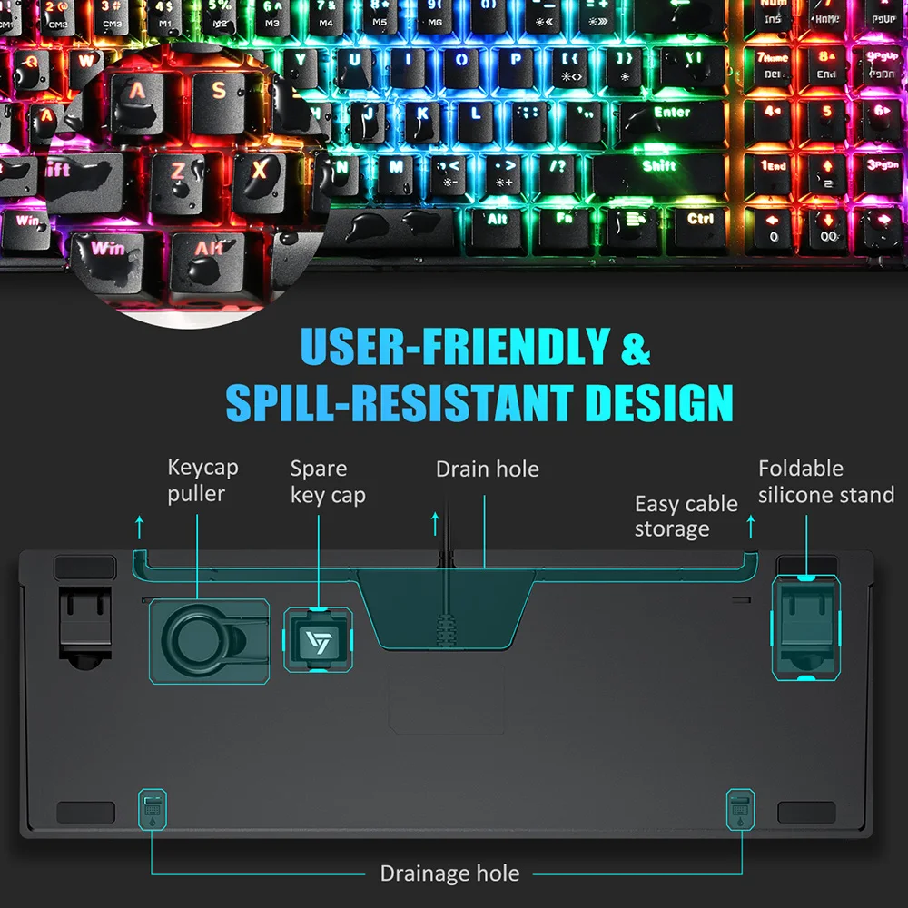 

VicTsing PC259 Mechanical Keyboard RGB USB Wired Gaming Keybaord Blue Switch With 96 Keycaps Customized RGB Backlit For PC Gamer